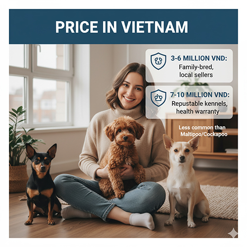 Giá chó Poodle lai Phốc hươu tại Việt Nam từ 3–10 triệu đồng tùy nguồn gốc và nơi bán