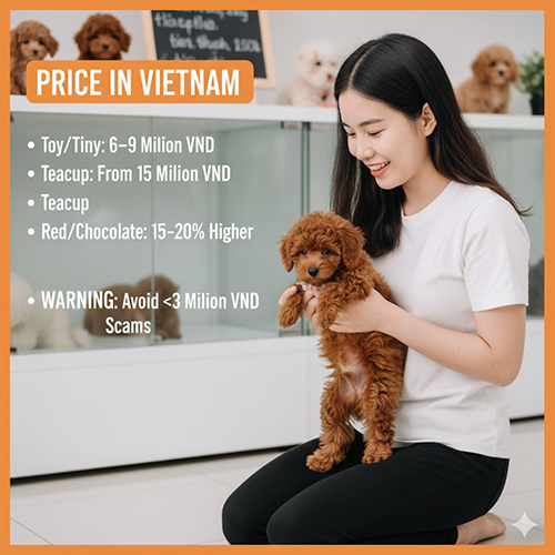 Giá chó Poodle nâu tại Việt Nam – Toy, Tiny, Teacup, nâu đỏ, socola