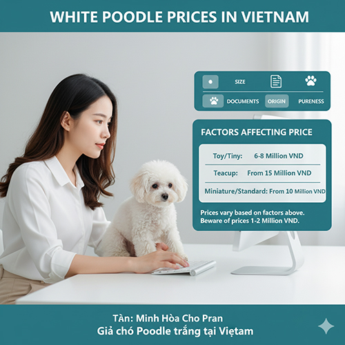 Giá chó Poodle trắng tại Việt Nam – bảng giá theo size Toy, Tiny, Teacup, Miniature và Standard