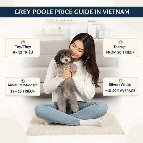 Giá chó Poodle xám tại Việt Nam – Toy, Tiny, Teacup, Standard