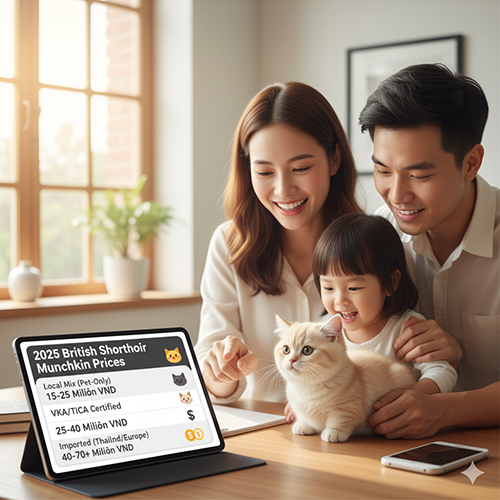 Bảng giá mèo Anh lông ngắn chân ngắn năm 2025 theo nguồn gốc và giấy tờ