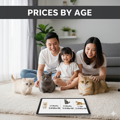 Giá mèo Anh lông ngắn chân ngắn theo độ tuổi 2025 – mèo con, mèo 4-6 tháng và mèo trưởng thành