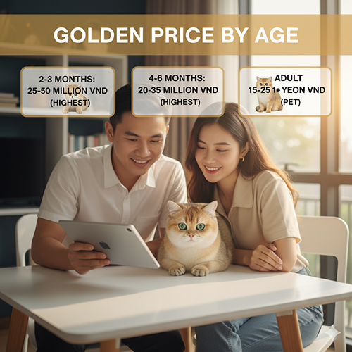 Giá mèo Anh lông ngắn golden theo độ tuổi 2025 – mèo con, mèo trưởng thành