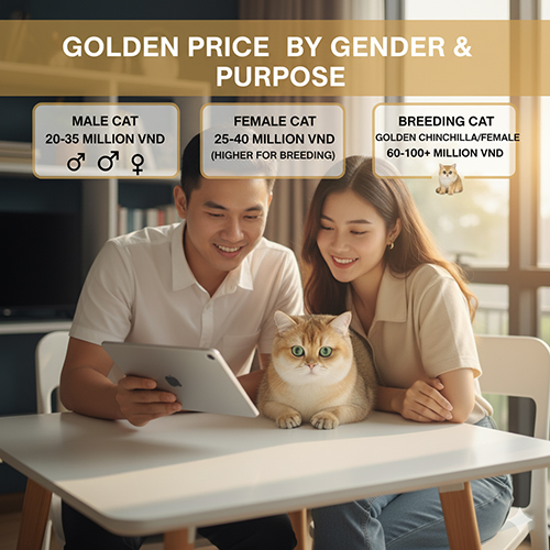 Giá mèo Anh lông ngắn golden theo giới tính và mục đích 2025 – mèo đực, mèo cái, mèo giống