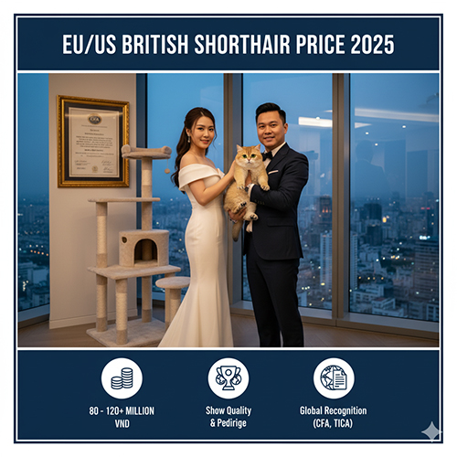 Giá mèo Anh lông ngắn nhập Âu Mỹ 2025 cao cấp với ngoại hình chuẩn show, phả hệ quốc tế và màu lông hiếm