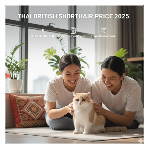 Giá mèo Anh lông ngắn nhập Thái Lan 2025 với ưu điểm gần Việt Nam, chi phí vận chuyển thấp, màu lông đẹp