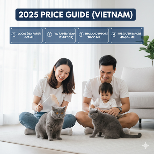 Bảng giá mèo Anh lông ngắn xám xanh tại Việt Nam năm 2025
