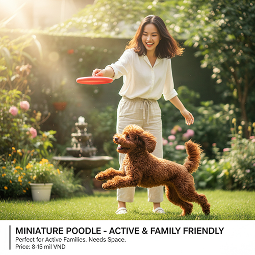 Giá Miniature Poodle 2025 – Size hiếm ở Việt Nam, phổ biến tại châu Âu, hợp gia đình năng động