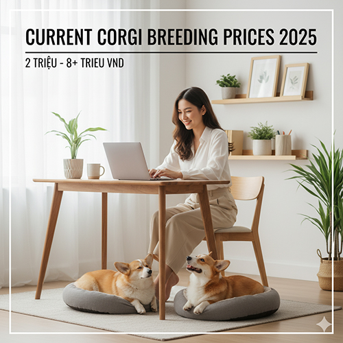 Giá phối giống chó Corgi 2025: phổ biến 2–4 triệu, cao cấp 5–8 triệu, cá biệt trên 10 triệu