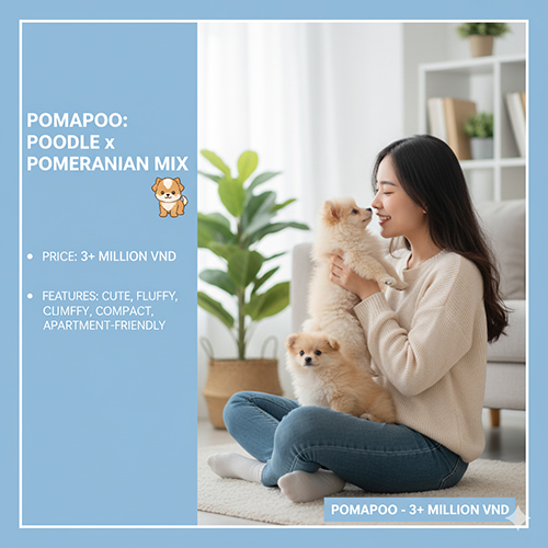 Giá chó Poodle lai Phốc sóc 2025 – Pomapoo từ 3 triệu đồng