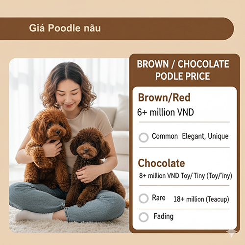 Giá Poodle nâu đỏ & socola 2025 – Sang trọng, nổi bật, giá từ 6+ đến 18+ triệu