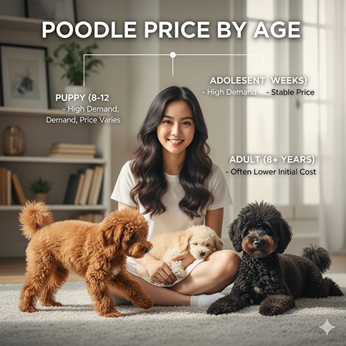 Giá chó Poodle theo độ tuổi – Poodle con, Poodle 6–12 tháng và Poodle trưởng thành