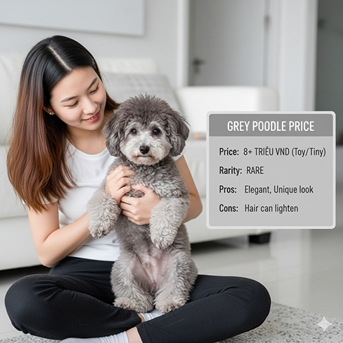 Giá Poodle xám 2025 – Màu hiếm, sang trọng, giá từ 8+ triệu tại Việt Nam