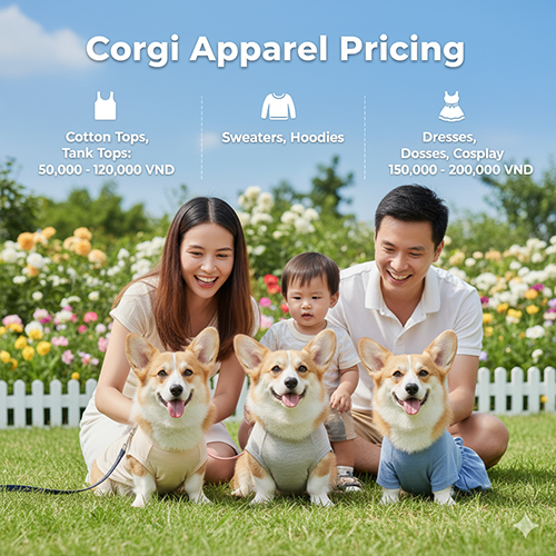 Giá quần áo cho chó Corgi – Áo cotton, hoodie, váy cosplay