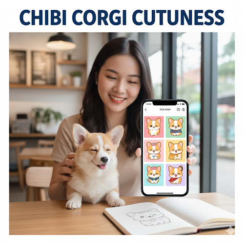 Hình nền và avatar Corgi chibi dễ thương với nhiều biểu cảm ngộ nghĩnh