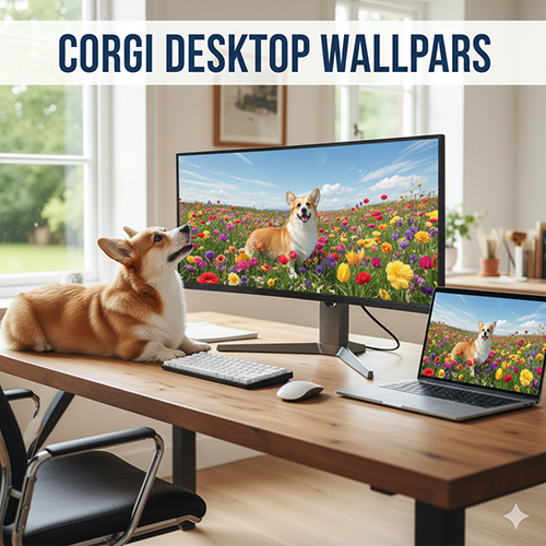 Wallpaper Corgi HD/4K dễ thương cho PC và laptop màn hình rộng