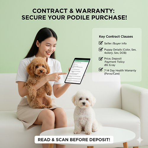 Hợp đồng mua bán chó Poodle – thông tin, đặt cọc, thanh toán và bảo hành sức khỏe 7–14 ngày