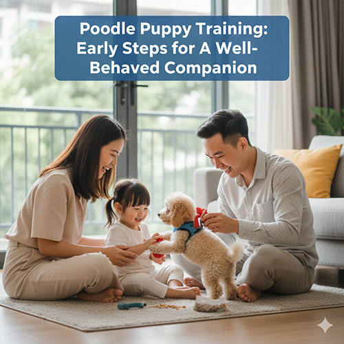 Huấn luyện chó Poodle 2 tháng tuổi – bước đầu rèn thói quen ngoan ngoãn, nghe lời, gắn bó với gia đình.