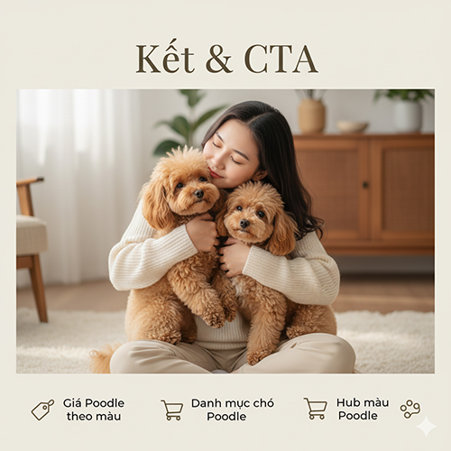 Chó Poodle vàng mơ (vàng kem) – sắc lông dịu nhẹ, hiếm, quý phái và ý nghĩa phong thủy may mắn