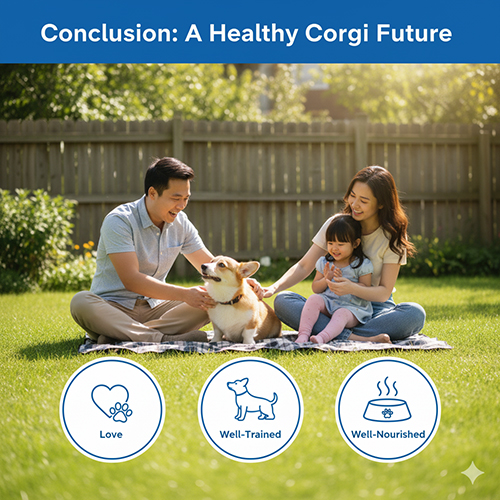 Gia đình vui vẻ bên Corgi 6 tháng tuổi khỏe mạnh, được huấn luyện và chăm sóc dinh dưỡng đầy đủ