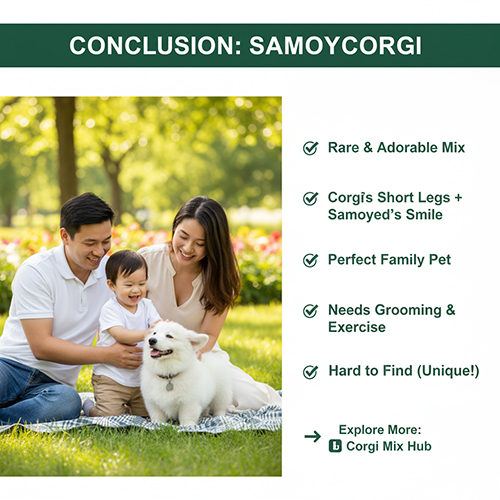 Kết luận về Corgi lai Samoyed (Samoycorgi) – giống chó hiếm, thân thiện & đáng yêu