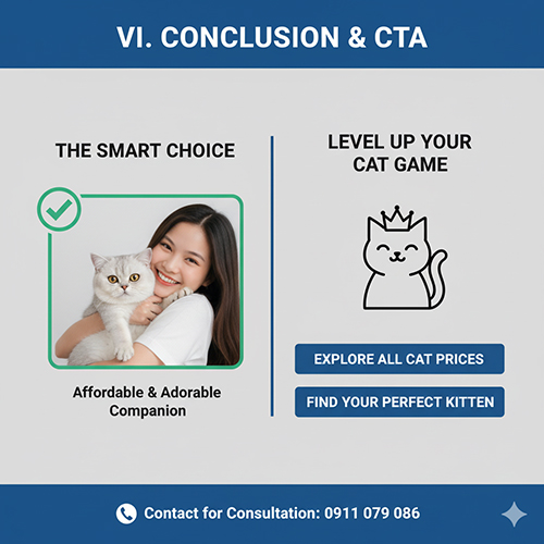 Cô gái ôm mèo Anh lông ngắn cùng khung CTA: chọn mèo dễ thương giá phải chăng, khám phá giá mèo, tìm mèo phù hợp, hotline liên hệ.