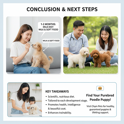 Kết luận về chế độ ăn cho Poodle con 1–6 tháng tuổi – CTA chọn mua Poodle thuần chủng tại Chạm Pets