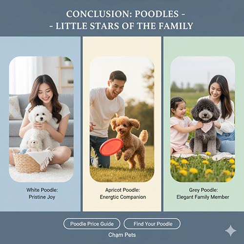 Kết luận & CTA: Poodle trắng, nâu và xám – ngôi sao nhỏ của gia đình