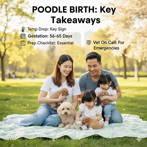 📌 Kết luận: Dấu hiệu Poodle sắp sinh & checklist chuẩn bị ổ đẻ, dụng cụ, hotline thú y