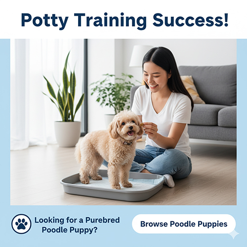 Kết quả thành công sau khi dạy chó Poodle đi vệ sinh vào khay – hình thành thói quen sạch sẽ chỉ trong vài tuần