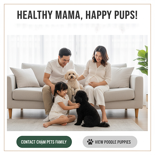 ✅ Kết luận & CTA: Dinh dưỡng cho chó Poodle mang thai – liên hệ Chạm Pets Family