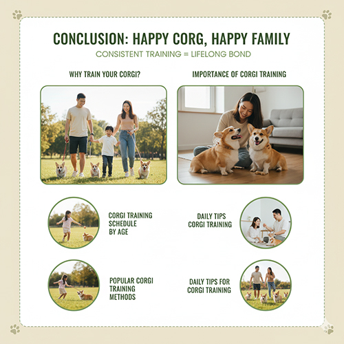Kết luận huấn luyện chó Corgi 🐾 Corgi ngoan ngoãn, thông minh, gắn bó hạnh phúc cùng gia đình