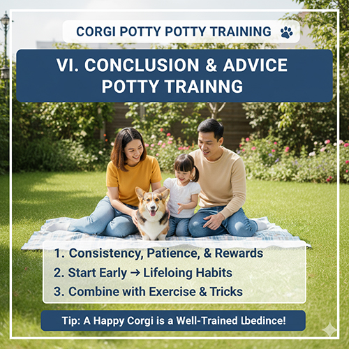 Gia đình cùng chó Corgi ngồi trên thảm cỏ, kết thúc buổi huấn luyện đi vệ sinh đúng chỗ 🐶🌿