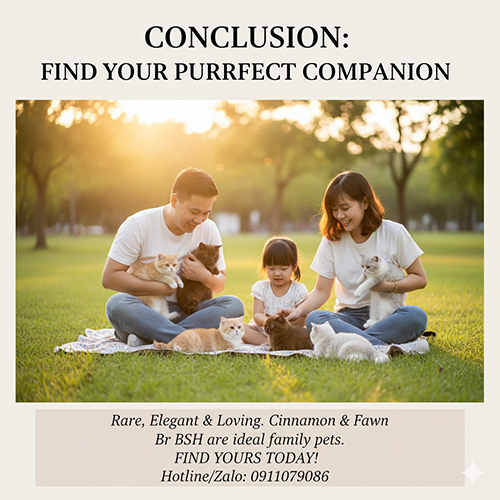 Kết luận về mèo Anh lông ngắn Cinnamon & Fawn – hai màu hiếm, sang trọng và phù hợp gia đình