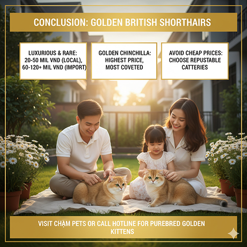 Kết luận và CTA mèo Anh lông ngắn golden 2025 – sang trọng, hiếm, giá cao nhất nhóm ALN