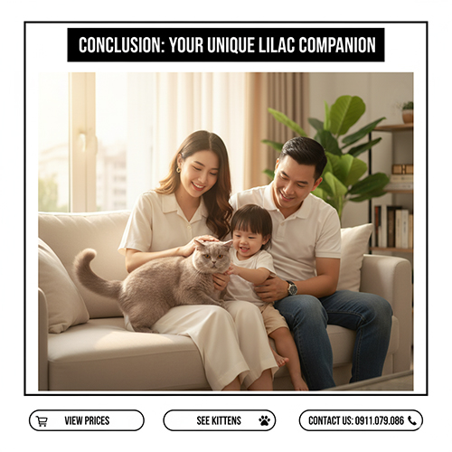 Mèo Anh lông ngắn lilac hiếm và quý phái trong gia đình Việt