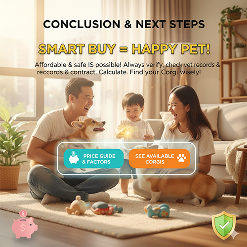 Gia đình hạnh phúc bên Corgi – kết luận: mua Corgi giá rẻ cần an toàn, kiểm tra giấy tờ và tính chi phí TCO