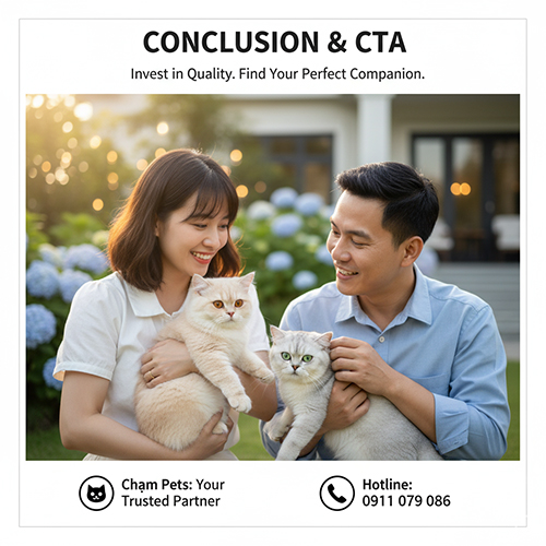 Kết luận và CTA về việc mua mèo Anh lông ngắn nhập khẩu 2025 với sự khác biệt rõ rệt về ngoại hình và phả hệ