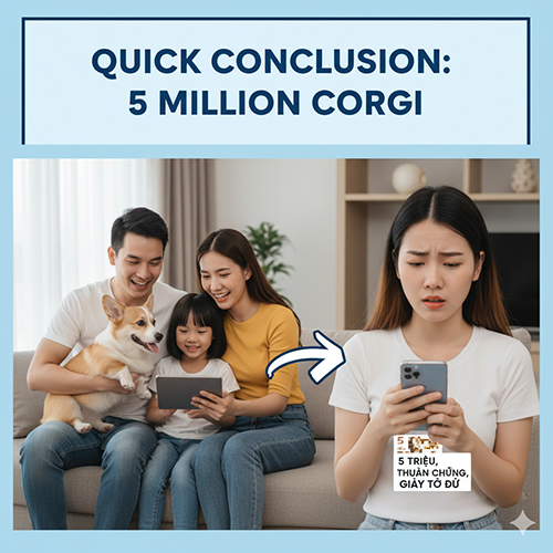 Kết luận nhanh về Corgi 5 triệu – trường hợp thật sự có và cảnh báo lừa đảo quảng cáo thuần chủng giá rẻ bất thường