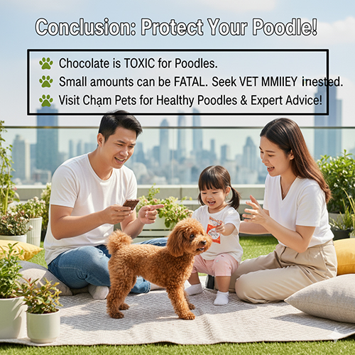 Kết luận: Poodle tuyệt đối không được ăn socola – nguy cơ ngộ độc và tử vong.