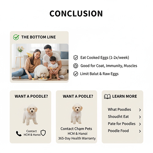 Kết luận về việc cho Poodle ăn trứng – lợi ích, lưu ý và liên hệ Chạm Pets để mua Poodle thuần chủng