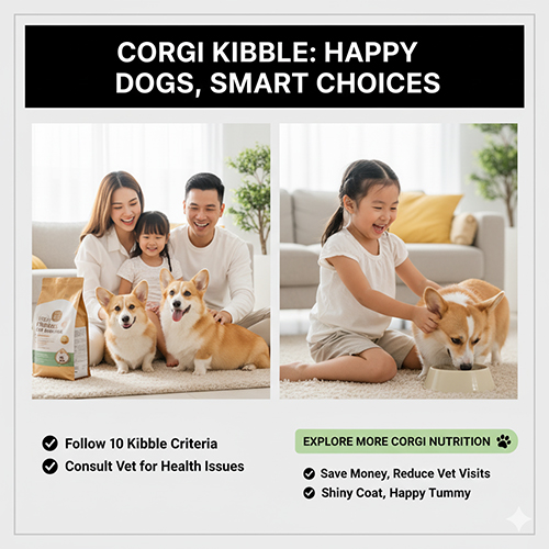 Gia đình vui vẻ cho chó Corgi ăn hạt đúng cách giúp bé khỏe mạnh và lông bóng