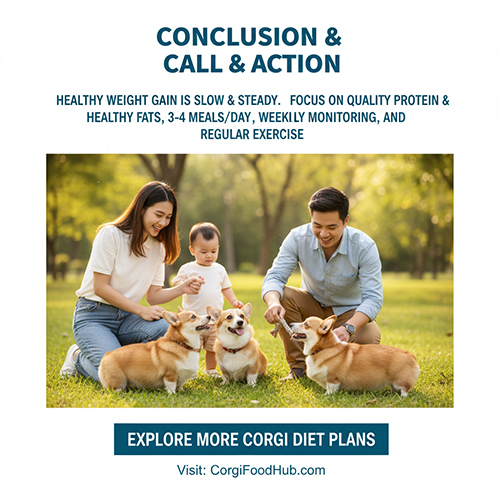 Gia đình vui chơi cùng chó Corgi khỏe mạnh sau chế độ ăn tăng cân an toàn