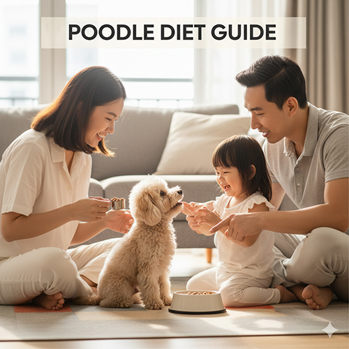 Gia đình cho chó Poodle ăn đúng khẩu phần – hướng dẫn định lượng chuẩn giúp Poodle khỏe mạnh, tránh béo phì.