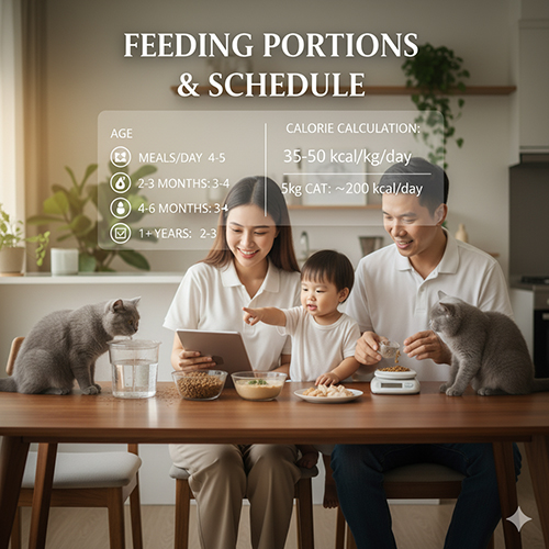 Khẩu phần và lịch ăn cho mèo Anh lông ngắn theo độ tuổi và cân nặng