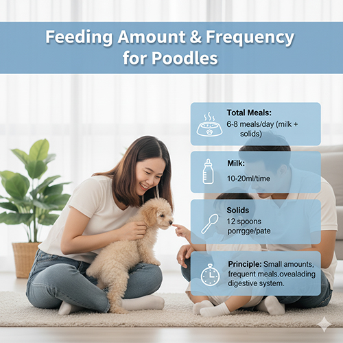 Khẩu phần ăn và số bữa ăn cho Poodle 1 tháng tuổi – lượng sữa và thức ăn dặm chuẩn