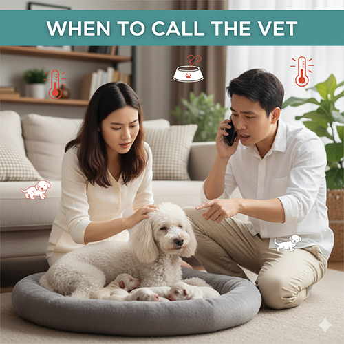 Khi nào cần gọi thú y cho chó Poodle sau sinh – dấu hiệu bất thường ở mẹ và con