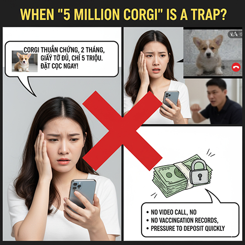 Khi nào Corgi 5 triệu là bẫy – quảng cáo thuần chủng giá rẻ bất thường, thúc ép đặt cọc, không cho video call hay hợp đồng