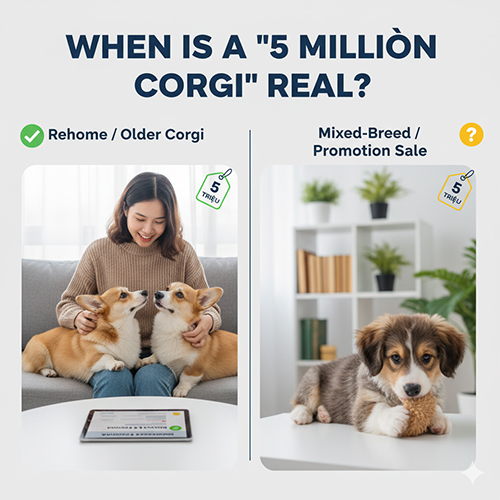 Khi nào Corgi 5 triệu là thật – rehome Corgi trưởng thành, Corgi lai hoặc khuyến mãi đặc biệt từ trại