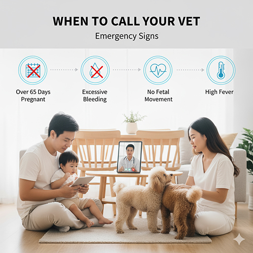 🚨 Dấu hiệu nguy hiểm khi chó Poodle mang thai cần đưa thú y ngay